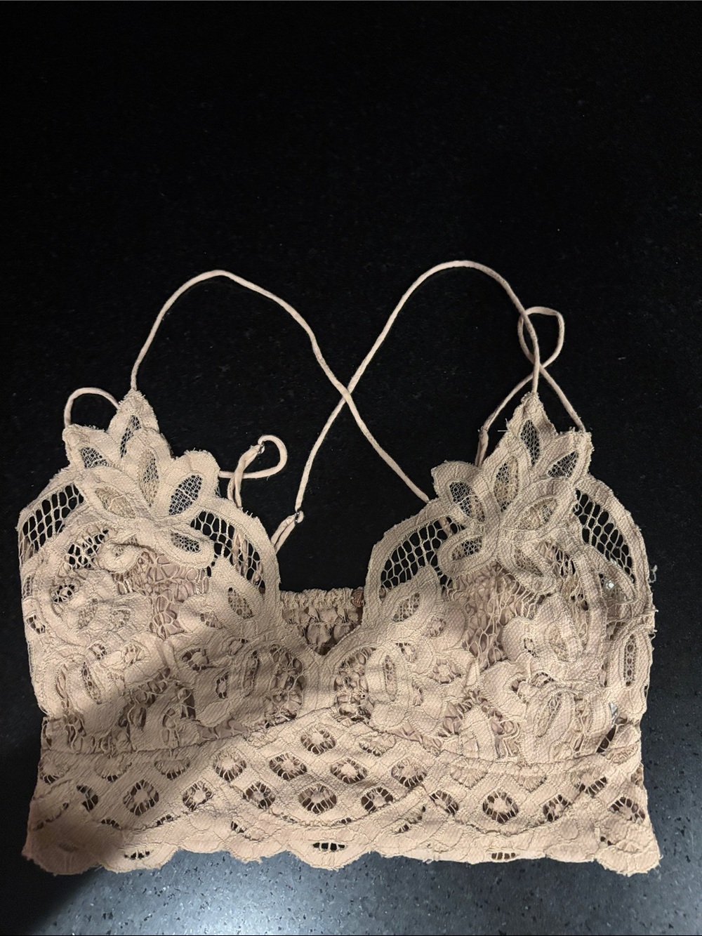 Free People Lace Bandeau Bralette in Beige